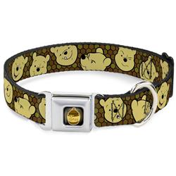 HUNNY Pot Full Color Black/Browns Seatbelt Buckle Collar - Winnie the Pooh Expressions/Honeycomb Black/Browns
