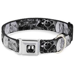 Jack Moon/Oogie Boogie Face Black/Grays Seatbelt Buckle Collar - Jack & Oogie Boogie Scenes Grays