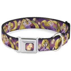 Tangled Lights Light Full Color Purple/Gold Seatbelt Buckle Collar - Rapunzel 4-Tangled Poses/Pascal/Lights Light Purples