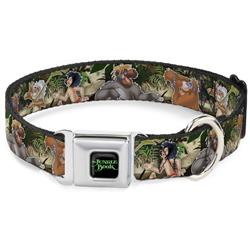 THE JUNGLE BOOK Full Color Black/Green Seatbelt Buckle Collar - The Jungle Book I Wanna Be Like You 4-Character Scene
