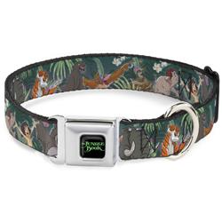 THE JUNGLE BOOK Full Color Black/Green Seatbelt Buckle Collar - The Jungle Book 8-Character Group Greens