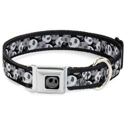 Jack Expression5 Black/Silver Seatbelt Buckle Collar - Nightmare Before Christmas Jack Expression Stacked Black/Grays