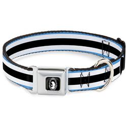 Alice Silhouette Cameo Pose Black/White Seatbelt Buckle Collar - Alice in Wonderland Stripe/Bow Silhouette Blue/Black/White
