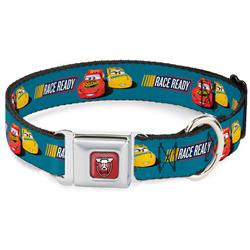 Cars 3 Piston Cup Champion Icon Red/Black/White Seatbelt Buckle Collar - Cars 3 Lightning McQueen/Cruz Ramirez Pose RACE READY Blue/Yellow/Red