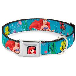 Ariel CLOSE-UP Full Color Seatbelt Buckle Collar - Ariel, Sebastian & Flounder Scene2