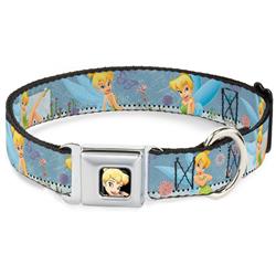 Tinker Bell CLOSE-UP Full Color Seatbelt Buckle Collar - Tinker Bell Garden Poses