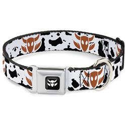 Toy Story Woody Cowboy Bull Icon Full Color Black/White Seatbelt Buckle Collar - Toy Story Woody Bounding Cowboy Bull Icon/Cow Print White/Black/Brown