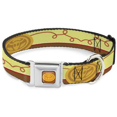Toy Story Jessie Cowboy Buckle Logo Browns Seatbelt Buckle Collar - Toy Story Jessie Bounding Cowboy Buckle Lasso Stripe Yellow/Red/Brown