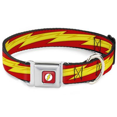Flash Logo Red/White/Yellow Seatbelt Buckle Collar - The Flash Bolt Stripe Reds/Yellows