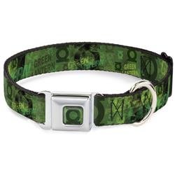 Green Lantern Logo Weathered Greens Seatbelt Buckle Collar - GREEN LANTERN/Logo Collage Weathered Greens
