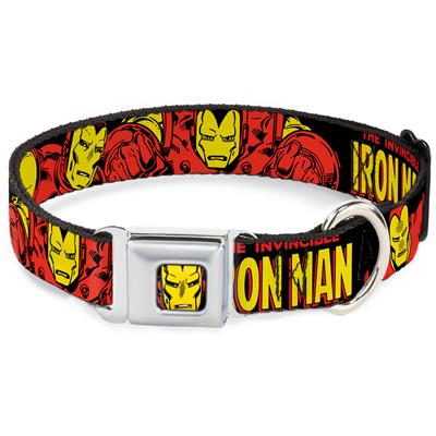 Iron Man Face Red/Yellow Seatbelt Buckle Collar - THE INVINCIBLE IRON MAN Action Poses Black/Red/Yellow