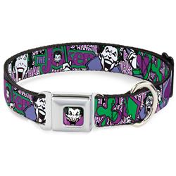 Joker Face Seatbelt Buckle Collar - Joker Face/Logo/Spades Black/White/Purple