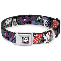 Joker Face Seatbelt Buckle Collar - The Joker Pose/Cards/HAHAHAHA Black/Gray