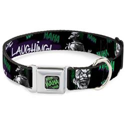 HAHA Stacked Black/Gray/Green Seatbelt Buckle Collar - Joker DIE LAUGHING! HAHA Black/Purple/Green