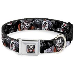 Joker Face Stare Seatbelt Buckle Collar - Joker BRILLIANTLY TWISTED PSYCHO 2-Poses/Cards Black/Grays