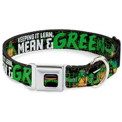 Classic TEENAGE MUTANT NINJA TURTLES Logo Seatbelt Buckle Collar - Classic TMNT Group Pose6/KEEPING IT LEAN, MEAN & GREEN Black/Green/White