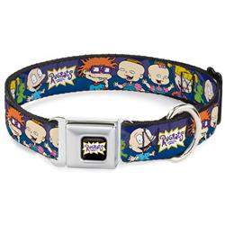 RUGRATS Logo Full Color Seatbelt Buckle Collar - RUGRATS Group Pose2 w/Reptar