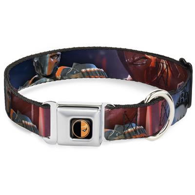 Deadstroke Logo Black/Orange-Red/White Seatbelt Buckle Collar - DEATHSTROKE Pose/BATMAN ARKHAM ORIGINS Logo