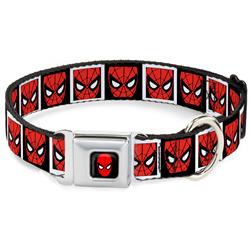 Spider-Man Seatbelt Buckle Collar - Spider-Man Face Black/White Blocks