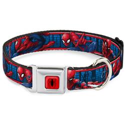 Spider Logo5 Red/Black Seatbelt Buckle Collar - SPIDER-MAN 3-Action Poses/Bricks/Stripe Blues/Red/White