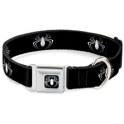Spider Logo3 Black/White Seatbelt Buckle Collar - Spider Logo3 Black/White