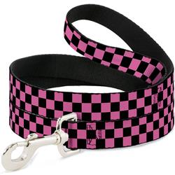 Dog Leash - Checker Black/Pink