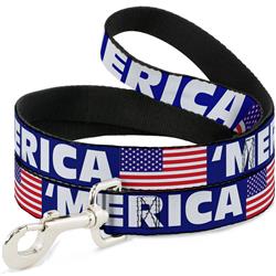 Dog Leash - 'MERICA/US Flag Blue/White/Red