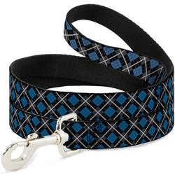 Dog Leash - Argyle Black/Gray/Turquoise