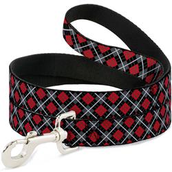 Dog Leash - Argyle Black/Gray/Red