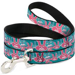 Dog Leash - Angry Bunnies Turquoise/Pinks