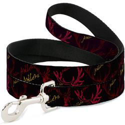 Dog Leash - Antlers Black/Burgundy/Gold