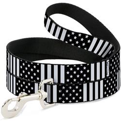 Dog Leash - American Flag CLOSE-UP Black/White