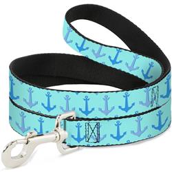 Dog Leash - Anchor2 CLOSE-UP Turquoise/Blues