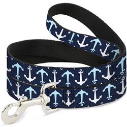 Dog Leash - Anchor2 Flip CLOSE-UP Navy/Baby Blue/White
