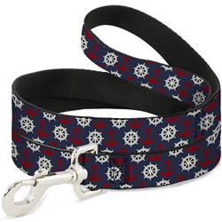 Dog Leash - Anchor3/Helm Monogram Navy/Red/Cream