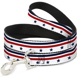 Dog Leash - Americana Stars & Stripes5 White/Blue/Red