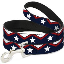 Dog Leash - American Chevron & Stripes White/Red/Blue