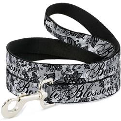 Dog Leash - Born to Blossom Black/White