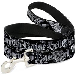 Dog Leash - Born to Raise Hell Black/White