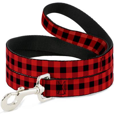 Dog Leash - Buffalo Plaid Black/Red