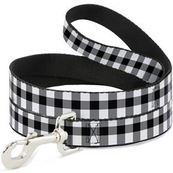 Dog Leash - Buffalo Plaid Black/White