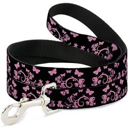 Dog Leash - Butterfly Garden Black/Pink
