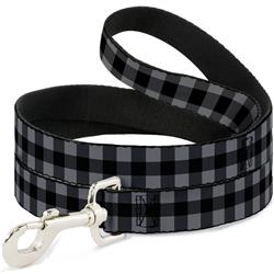 Dog Leash - Buffalo Plaid Black/Gray