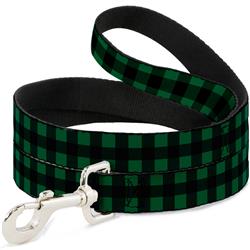 Dog Leash - Buffalo Plaid Black/Green