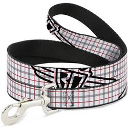 Dog Leash - Buckle-Down Plaid White/Gray/Red