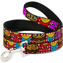 Dog Leash - Burger & Fries Cartoon