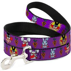 Dog Leash - Bunny Superhero Purple