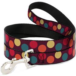 Dog Leash - Big Dots Purple/Multi Pastel
