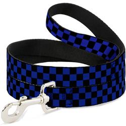 Dog Leash - Checker Black/Neon Blue