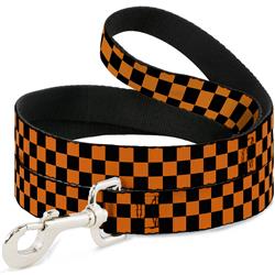 Dog Leash - Checker Black/Neon Orange